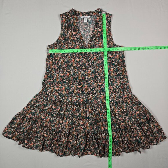 Nine West Sleeveless Floral Dress S Black Pink Green 100% Rayon Ruffle Hem Boho - Picture 9 of 9